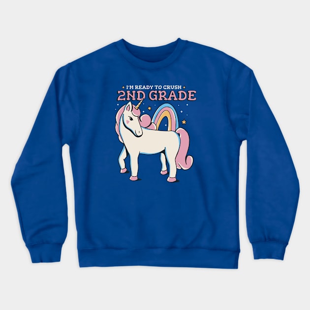 Ready to Crush 2nd Grade Cute Unicorn Back to School Second Grade Crewneck Sweatshirt by SLAG_Creative